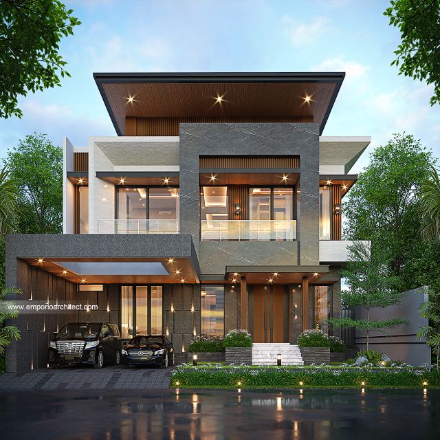 Gambar 1 Desain Rumah Modern 2 Lantai Ibu FF 1783 di  Makassar