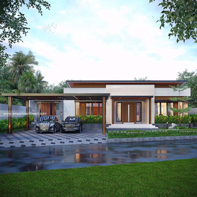 Desain Rumah Modern 1 Lantai Bapak BDI II di Kalimantan Tengah - Tampak Depan