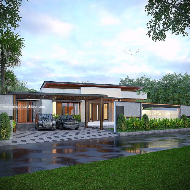 Desain Tampak Depan 4 Rumah Modern 1 Lantai Bapak BDI II di Kalimantan Tengah