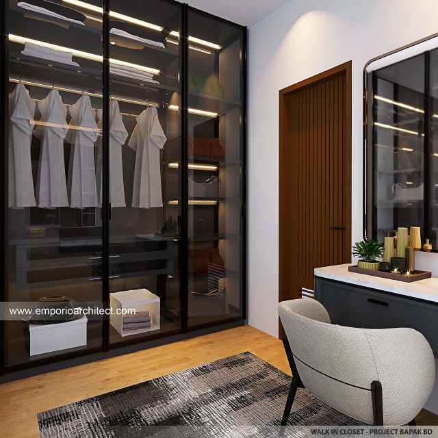 Desain Walk In Closet Rumah Modern 1 Lantai Bapak BDI II di Kalimantan Tengah