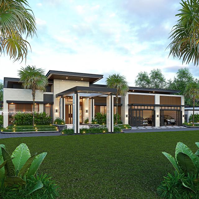 Desain Rumah Modern 1 Lantai Bapak TBG di Baturaja, Sumatera Selatan - Tampak Depan