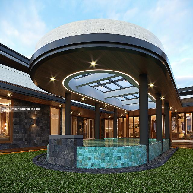 Desain Tampak Detail Belakang Rumah Modern 1 Lantai Bapak TBG di Baturaja, Sumatera Selatan