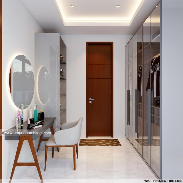 Desain Walk In Closet Rumah Modern 1 Lantai Ibu Lusi K. di Kuningan, Jawa Barat