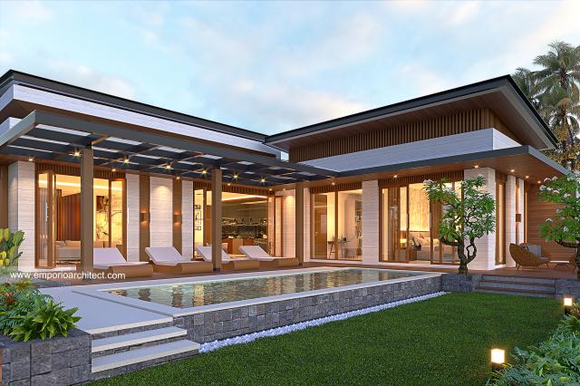 Desain Tampak Detail Belakang Rumah Modern 1 Lantai Ibu Lusi K. di Kuningan, Jawa Barat