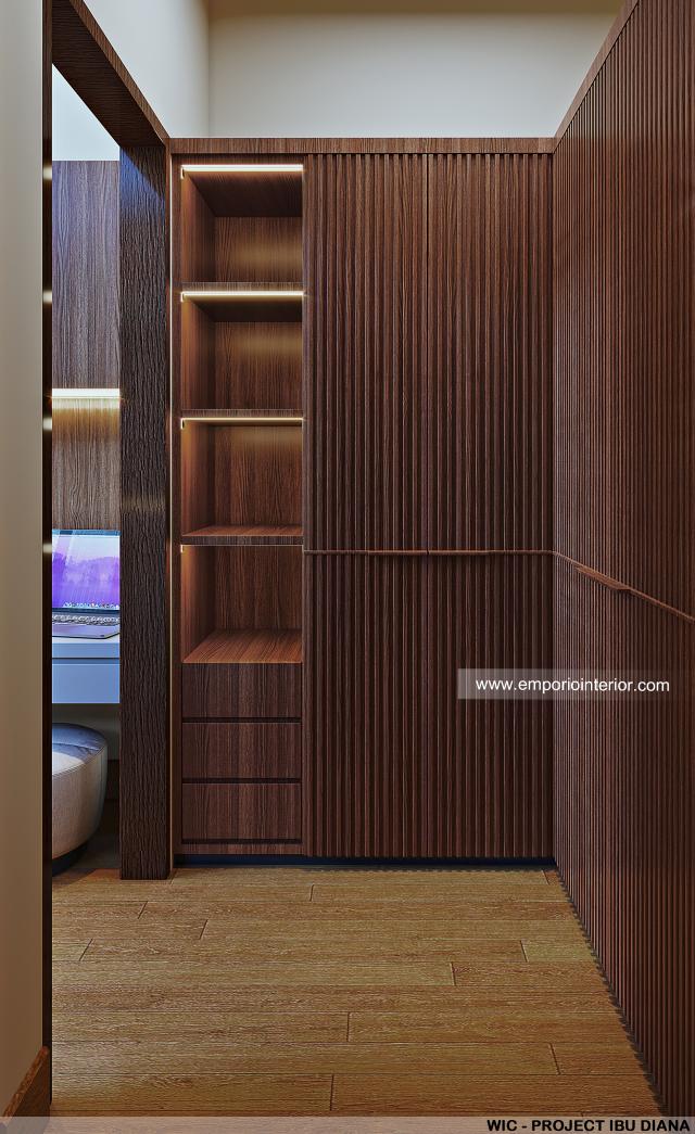 Desain Walk In Closet Rumah Modern 1 Lantai Ibu Diana di Ciawi, Bogor