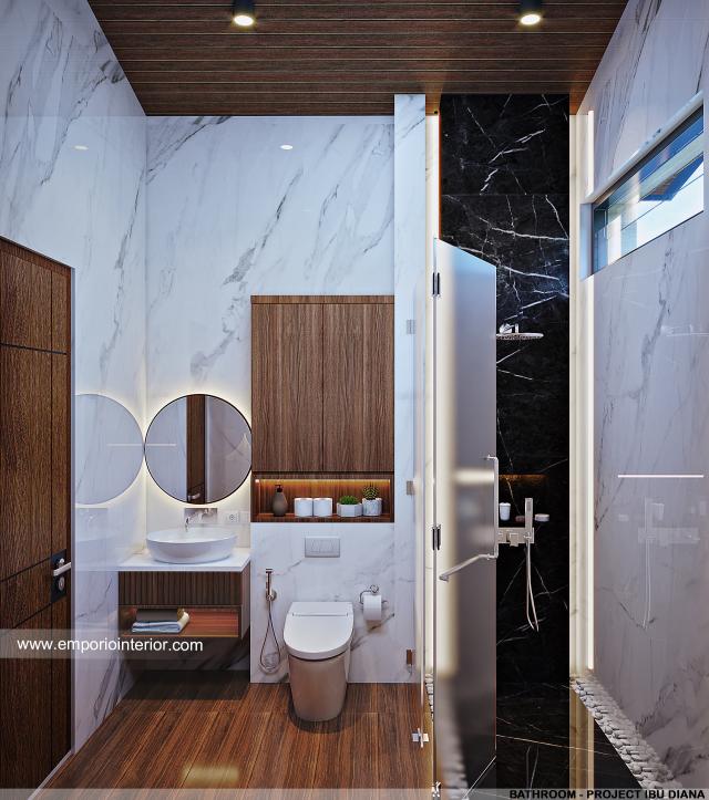 Desain Kamar Mandi Rumah Modern 1 Lantai Ibu Diana di Ciawi, Bogor