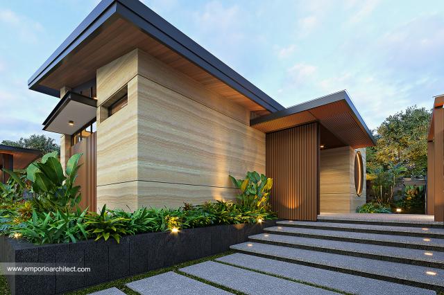 Desain Tampak Detail Belakang Rumah Modern 1 Lantai Ibu Diana di Ciawi, Bogor