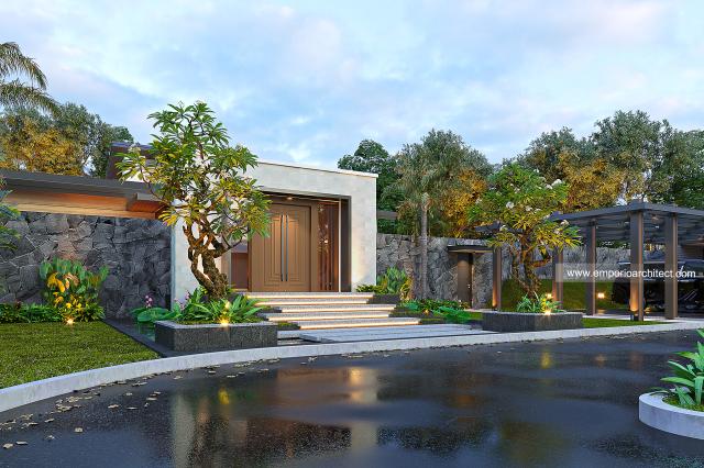 Desain Rumah Modern 1 Lantai Ibu Diana di Ciawi, Bogor - Tampak Depan