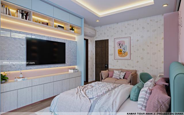 Desain Kamar Tidur Anak 2 Rumah Modern 1 Lantai Ibu Diana di Ciawi, Bogor