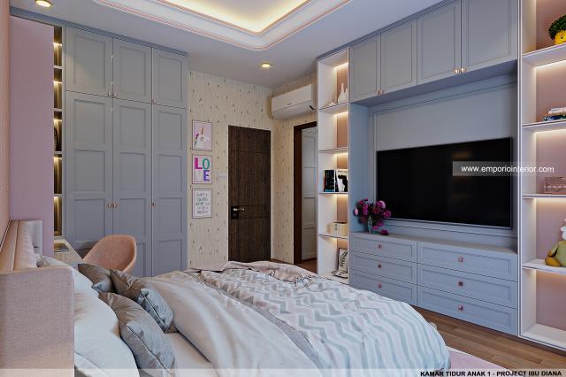 Desain Kamar Tidur Anak 1 Rumah Modern 1 Lantai Ibu Diana di Ciawi, Bogor