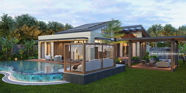 Desain Tampak Belakang 3 Rumah Modern 1 Lantai Ibu Diana di Ciawi, Bogor