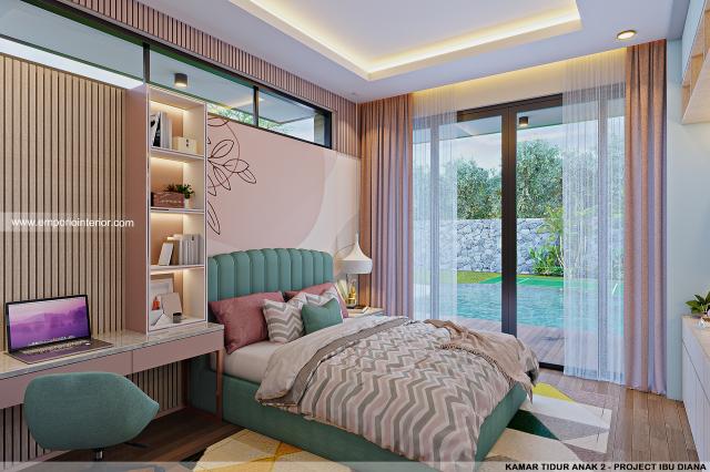 Desain Kamar Tidur Anak 2 Rumah Modern 1 Lantai Ibu Diana di Ciawi, Bogor