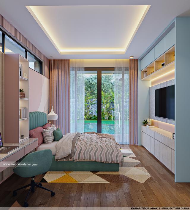 Desain Kamar Tidur Anak 2 Rumah Modern 1 Lantai Ibu Diana di Ciawi, Bogor