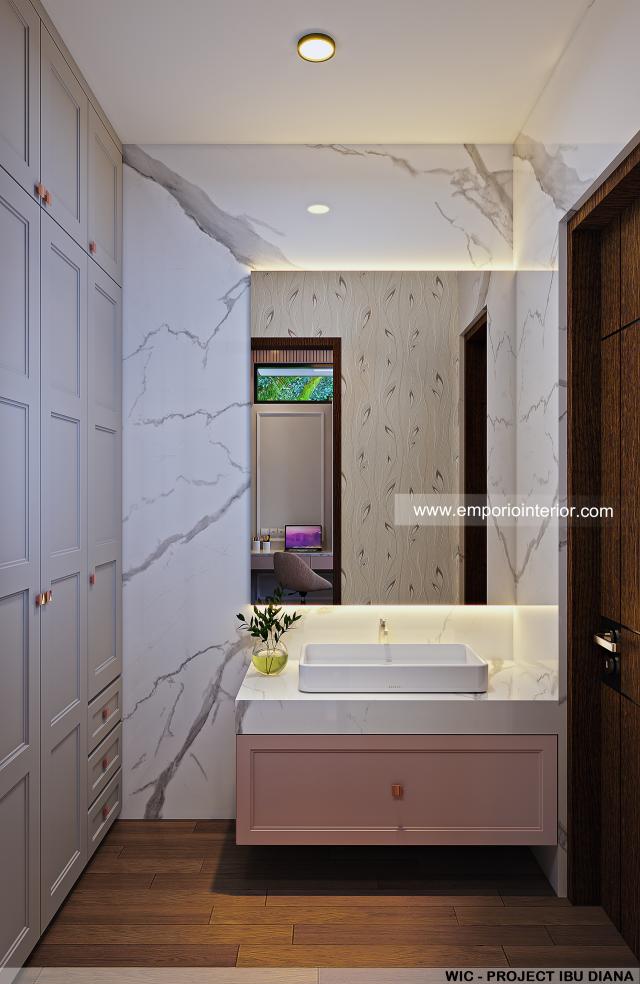 Desain Walk In Closet Rumah Modern 1 Lantai Ibu Diana di Ciawi, Bogor