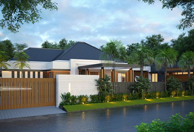 Desain Tampak Depan Dengan Pagar Rumah Modern 1 Lantai Bapak BYA di Kendal, Jawa Tengah