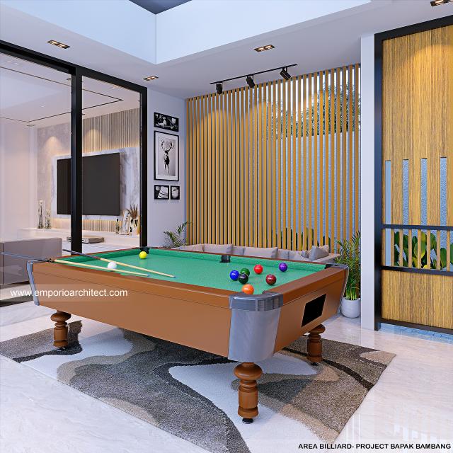 Desain Area Billiard Rumah Modern 1 Lantai Bapak BBG di Jember