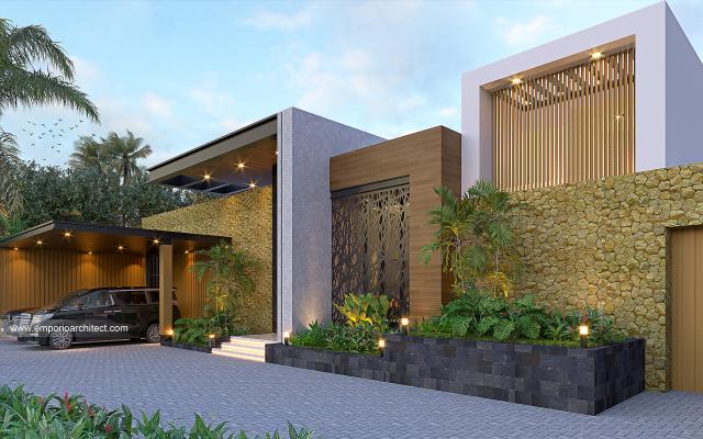 Desain Tampak Detail Depan Rumah Modern 1 Lantai Bapak BBG di Jember