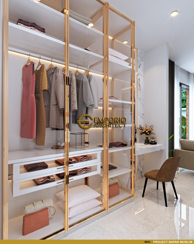 Desain Walk In Closet Rumah Modern 1 Lantai Bapak Muslim di Sumatera Selatan