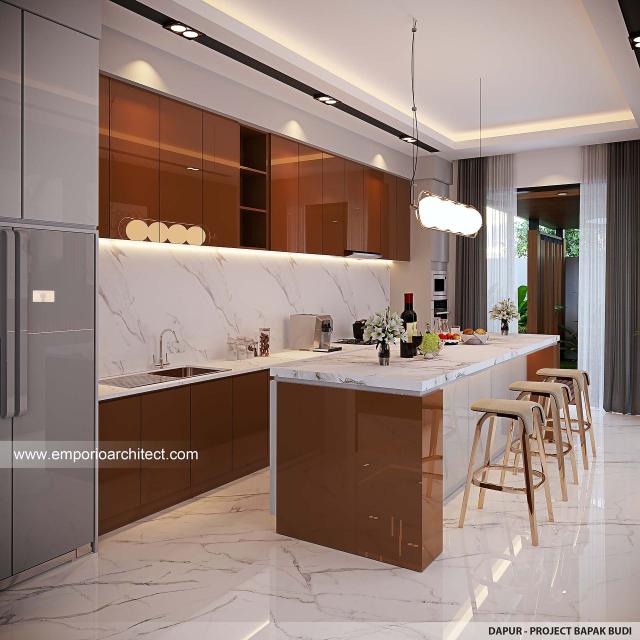 Desain Dapur Rumah Modern 1 Lantai Bapak BDI di Pangkalan Bun, Kalimantan Tengah