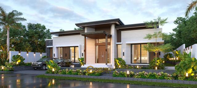 Desain Tampak Depan 2 Rumah Modern 1 Lantai Bapak Jeremia di Pekanbaru, Riau