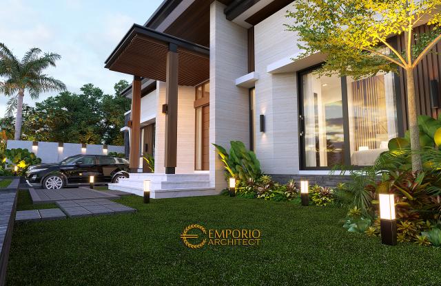 Desain Tampak Detail Depan Rumah Modern 1 Lantai Bapak Jeremia di Pekanbaru, Riau