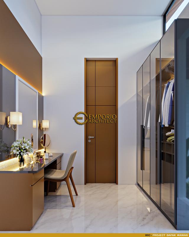 Desain Walk In Closet Rumah Modern 1 Lantai Bapak Wawan di Jakarta