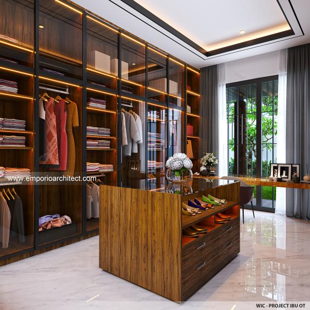 Desain Walk In Closet Rumah Modern 1 Lantai Ibu OT di Semarang