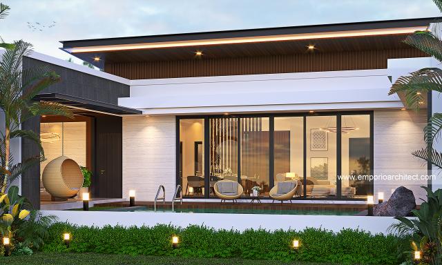 Desain Tampak Belakang Rumah Modern 1 Lantai Ibu DNI dan Bapak JMI di Bandar Lampung