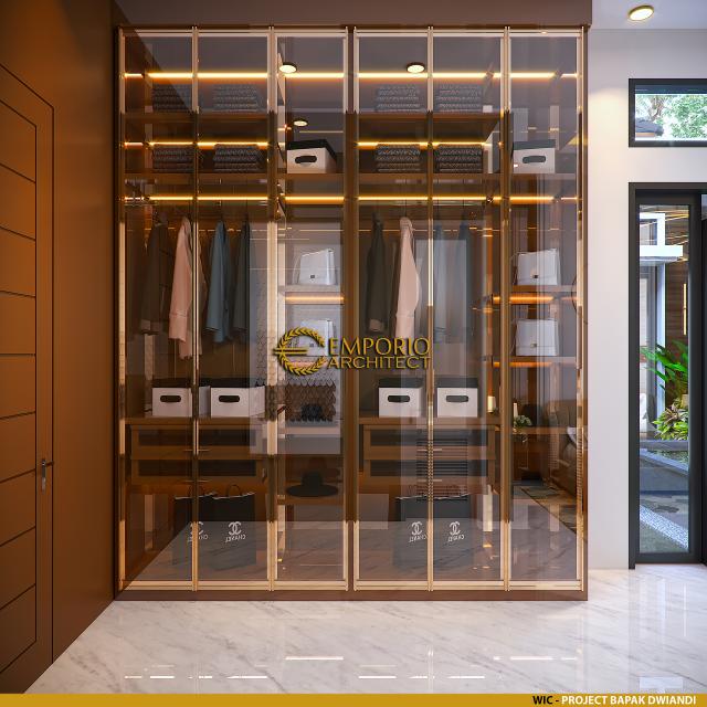 Desain Walk In Closet Rumah Modern 1 Lantai Bapak Dwiandi di Palembang