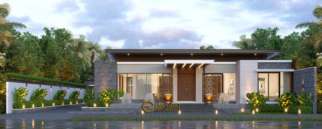 Desain Tampak Depan 3 Rumah Modern 1 Lantai Bapak Kevin di Palangka Raya, Kalimantan Tengah