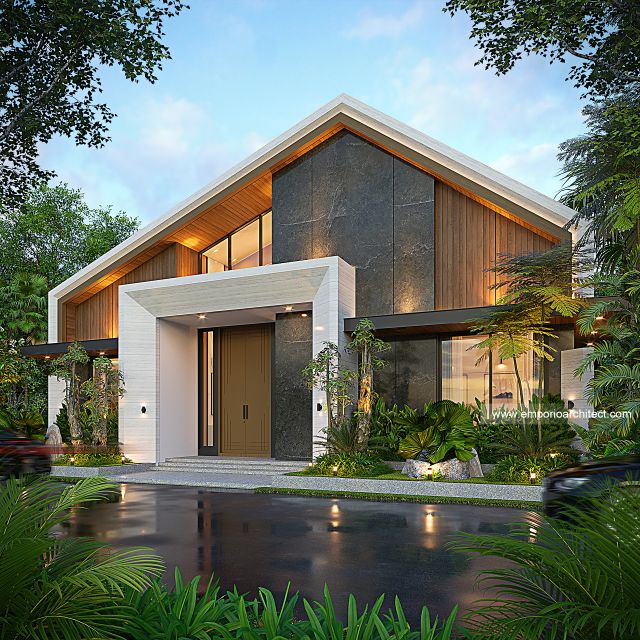 Desain Tampak Depan Rumah Modern 1 Lantai Ibu MLA di Bekasi