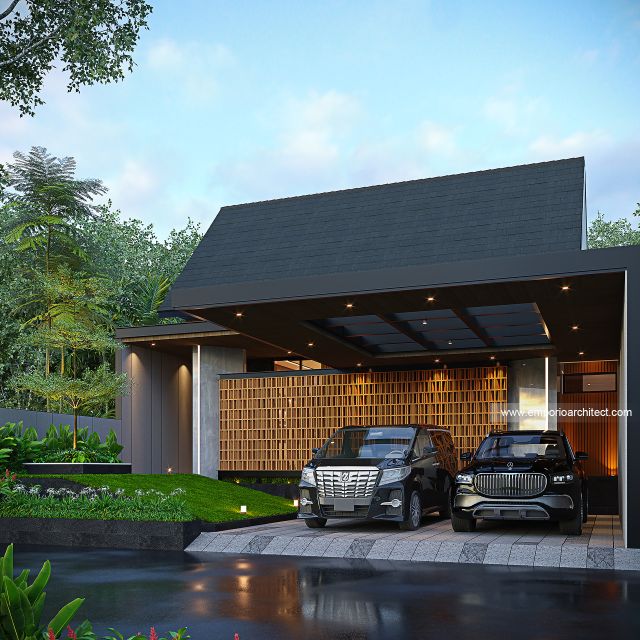 Desain Tampak Depan Rumah Modern 1 Lantai Ibu RN di Yogyakarta