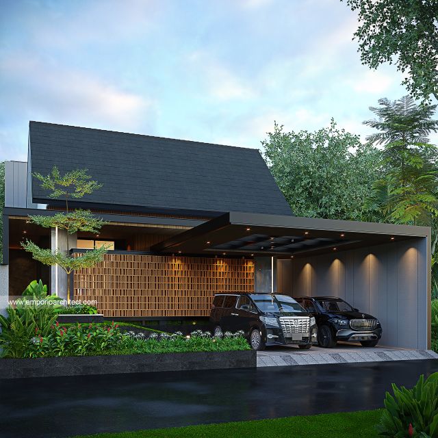 Desain Tampak Depan 2 Rumah Modern 1 Lantai Ibu RN di Yogyakarta