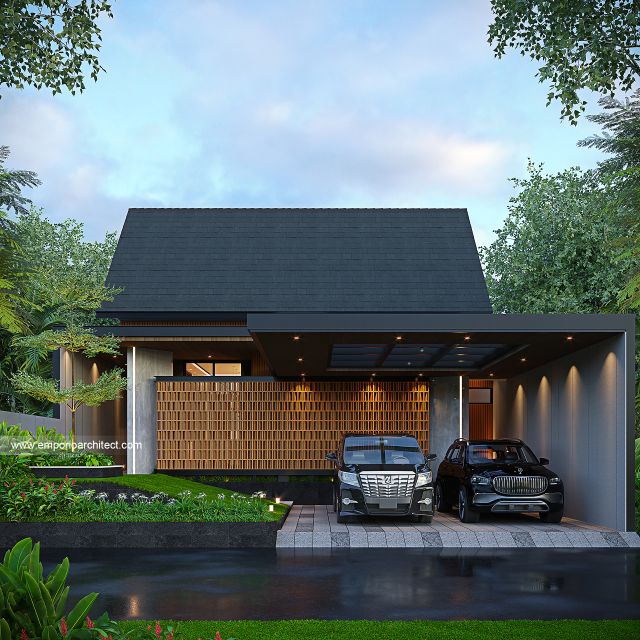 Desain Tampak Depan 3 Rumah Modern 1 Lantai Ibu RN di Yogyakarta