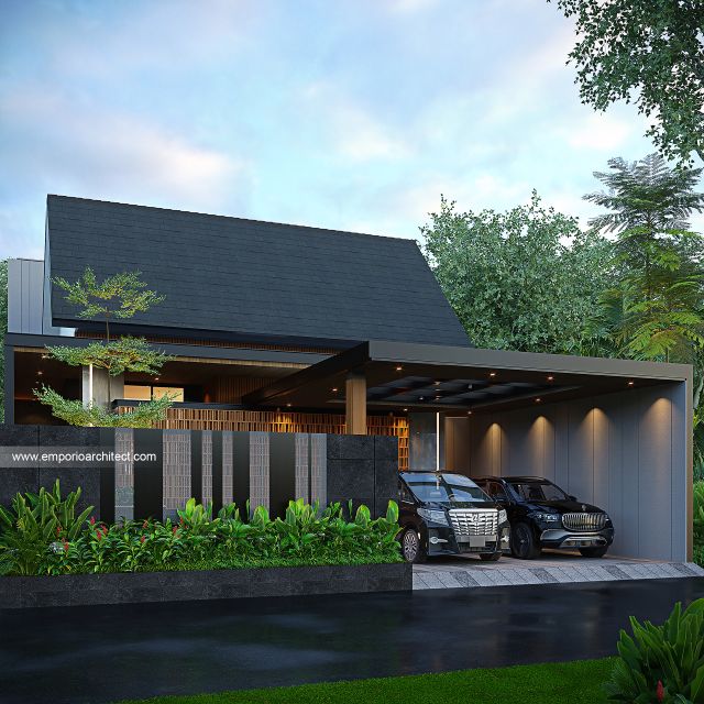 Desain Tampak Depan Dengan Pagar Rumah Modern 1 Lantai Ibu RN di Yogyakarta