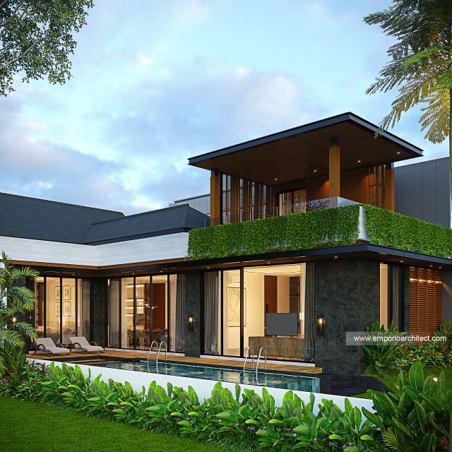 Desain Tampak Belakang Rumah Modern 1 Lantai Ibu RN di Yogyakarta