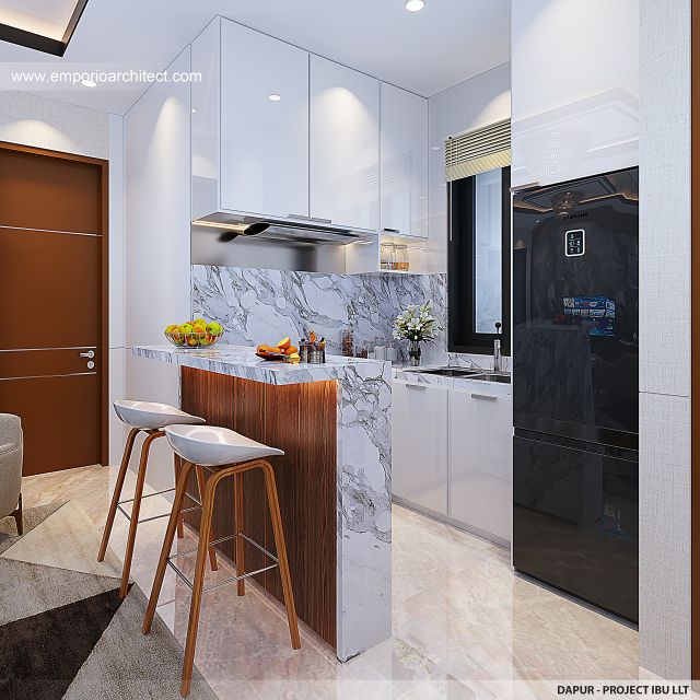 Desain Dapur Rumah Modern 1 Lantai Ibu LLT di Surabaya