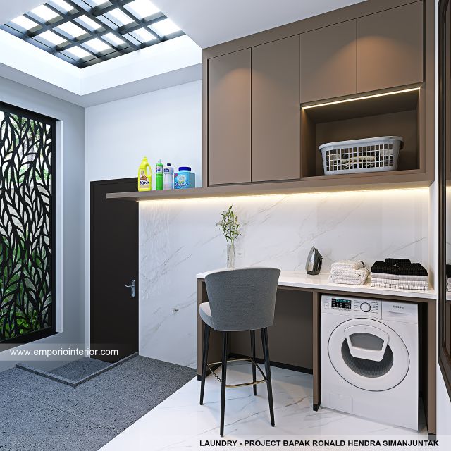 Desain Laundry Rumah Modern 1 Lantai Bapak RLD di Jakarta Timur