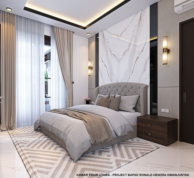 Desain Kamar Tidur Utama Rumah Modern 1 Lantai Bapak RLD di Jakarta Timur