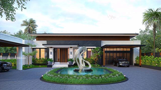 Desain Tampak Depan 4 Rumah Modern 1 Lantai Bapak RDY II di Kalimantan Tengah