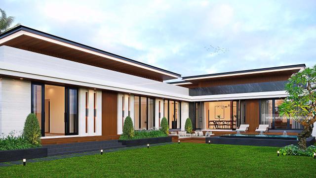 Desain Tampak Belakang 2 Rumah Modern 1 Lantai Bapak RDY II di Kalimantan Tengah