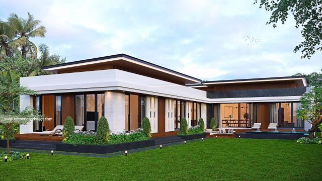 Desain Tampak Belakang Rumah Modern 1 Lantai Bapak RDY II di Kalimantan Tengah