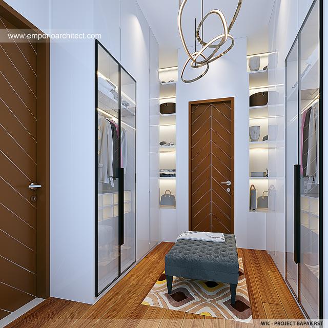 Desain Walk In Closet Rumah Modern 1 Lantai Bapak RST di Bantul, Yogyakarta