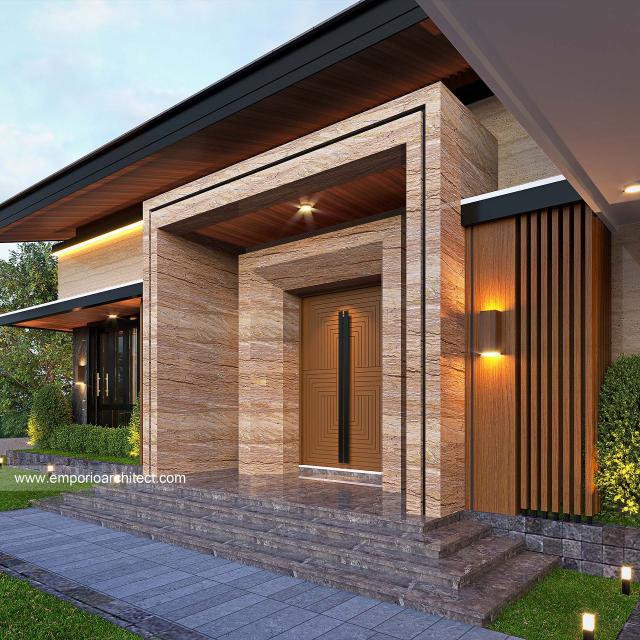 Desain Tampak Detail Depan Rumah Modern 1 Lantai Bapak DDA di Bandung