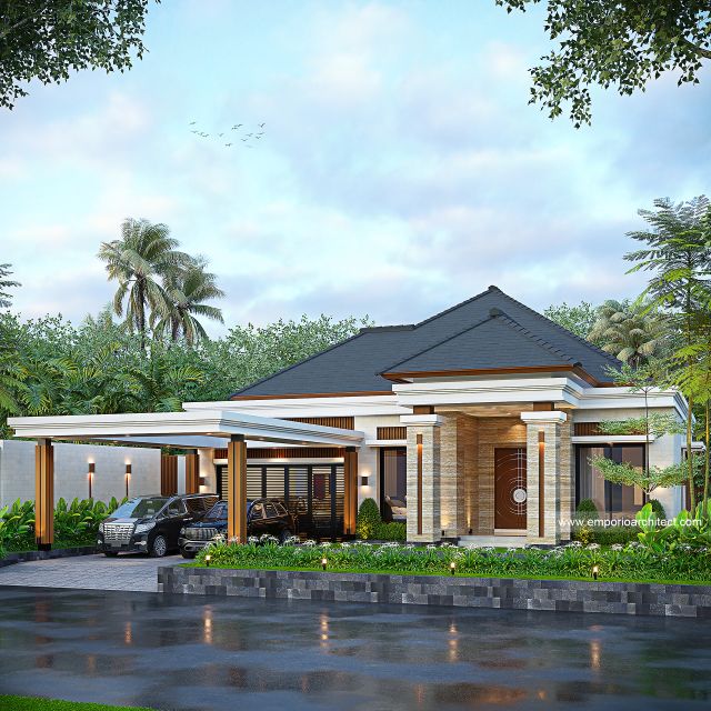 Desain Tampak Depan 2 Rumah Modern 1 Lantai Bapak E di Kalimantan Tengah