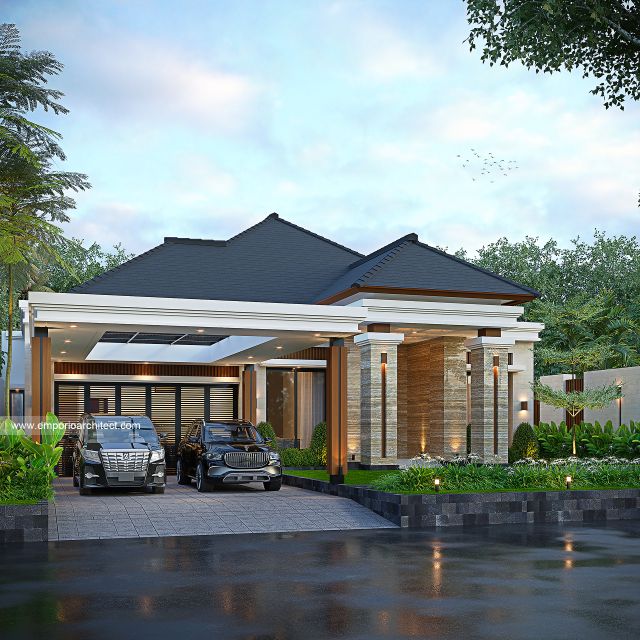 Desain Tampak Depan 3 Rumah Modern 1 Lantai Bapak E di Kalimantan Tengah