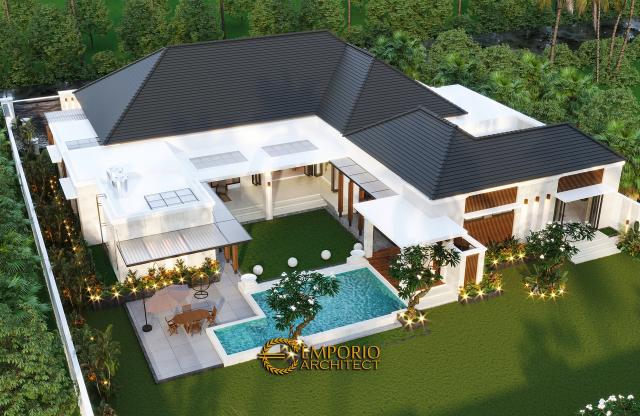 Desain Master Plan Tampak Belakang Rumah Modern 1 Lantai Bapak Malik di Sragen, Jawa Tengah