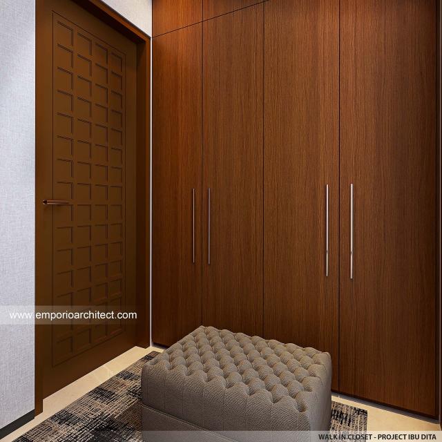 Desain Walk In Closet Rumah Modern 1 Lantai Ibu DT di Purwakarta