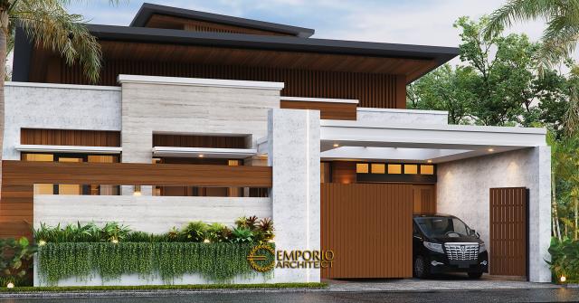 Desain Tampak Depan Dengan Pagar Rumah Modern 1.5 Lantai Bapak Reza di Pekanbaru, Riau