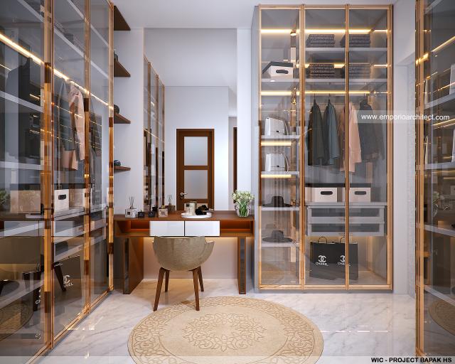 Desain Walk In Closet Rumah Modern 1.5 Lantai Bapak HS di Palu, Sulawesi Tengah